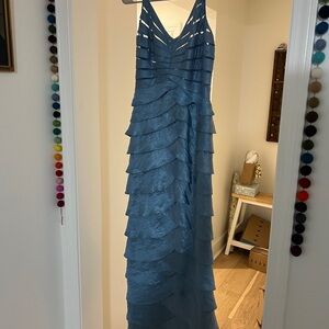 Adriana Papell Dusty Blue Shimmer Dress
